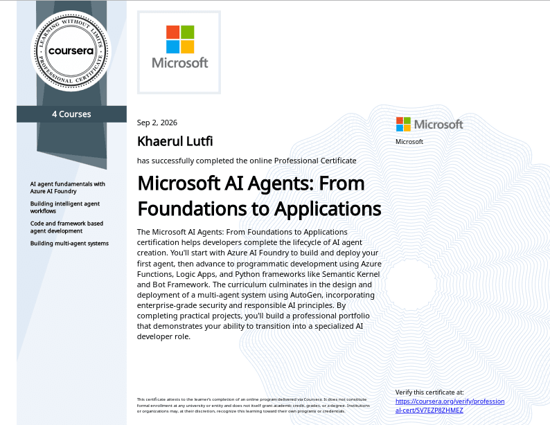 Microsoft AI Agent Professional Certificate